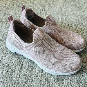 Skechers Women's Light Pink Knit GoWalk Slip-On Sneakers